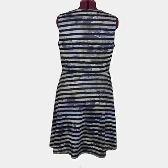 PENNINGTONS ladies dress blues and black striped 1X sleeveless lined - Picture 3 of 7